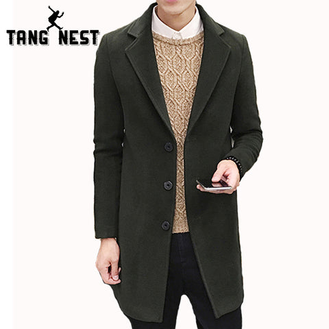 TANGNEST Autumn Winter Coat Men 2018 New Arrival Casual Fashion Long Trench Coat Male 8 Solid Colors Slim Handsome Jacket MWF291