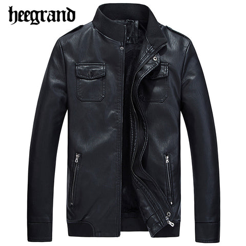 HEE GRAND 2018 Spring Men Leather Jackets Jaqueta De Couro Masculina Men's  PU Jacket And Coat MWP432